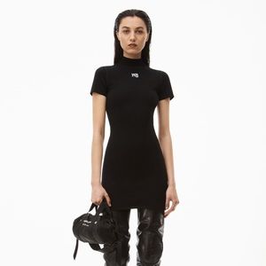 Mock neck tee dress in bodycon knit